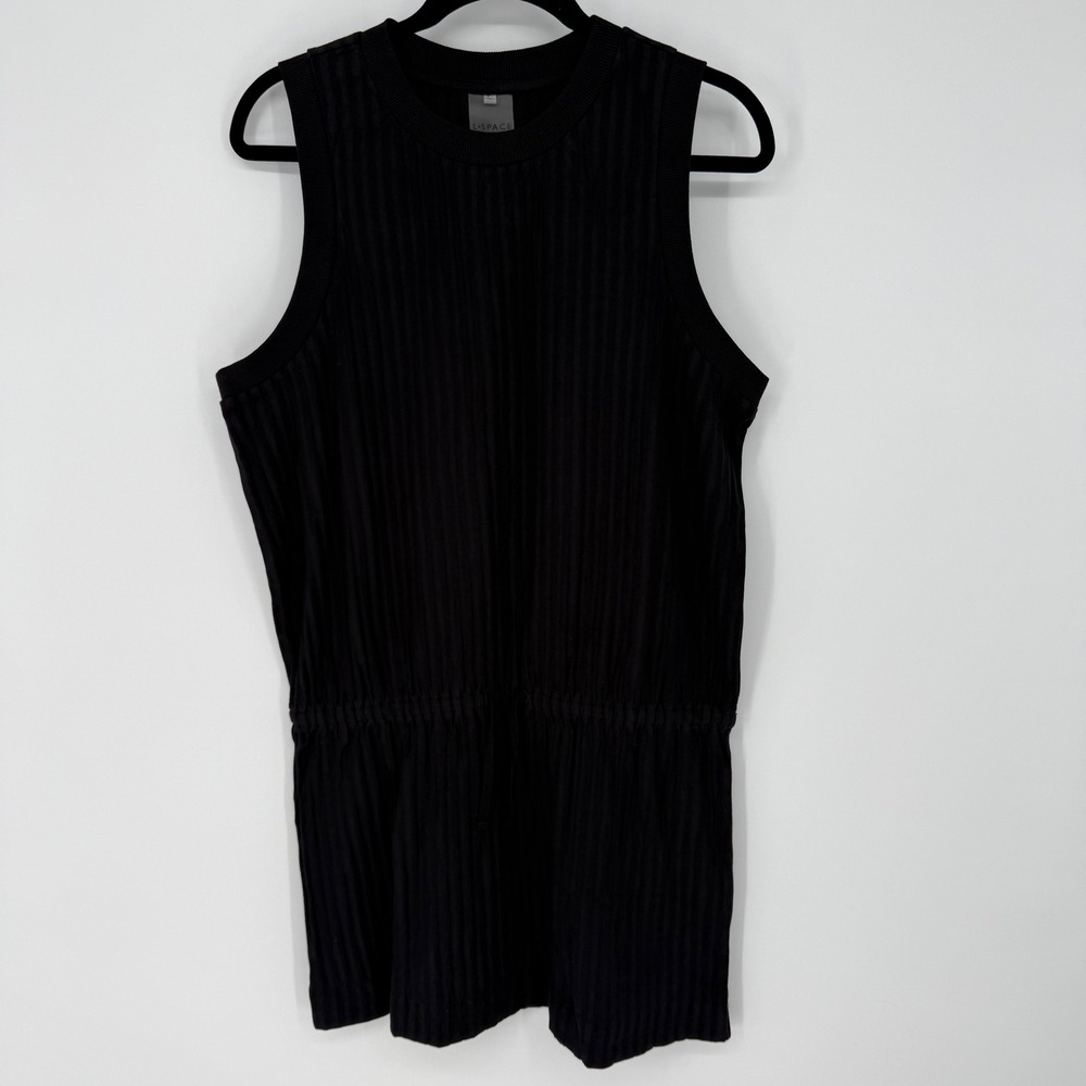 L*SPACE ACTIVE‎ BLACK RIBBED SLEEVELESS ROMPER UPBEAT DRESS MEDIUM